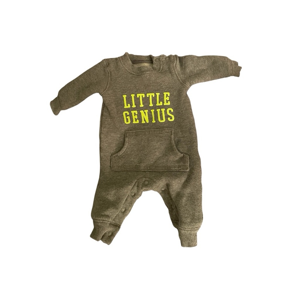 Carter's Newborn Gray “Little Genius” Knit Onesie One Piece Sleeper Hoodie Baby